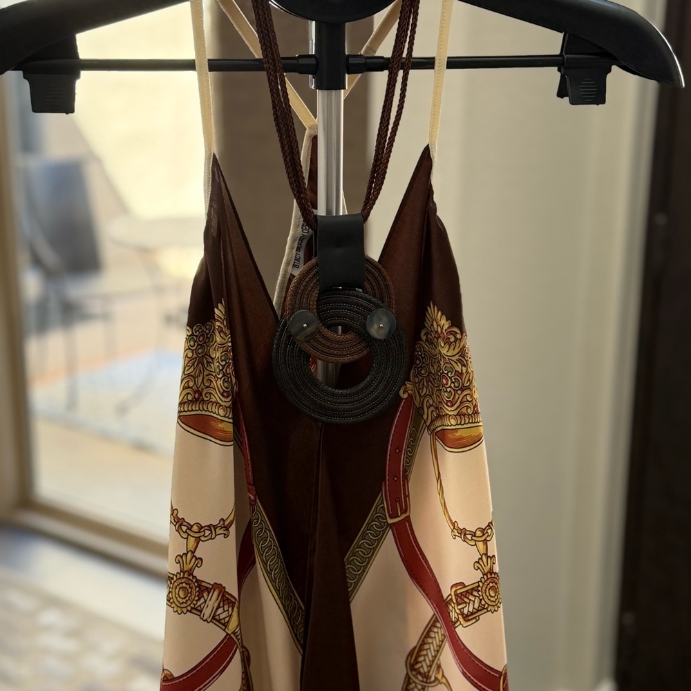 Elegant Brown and Cream Dress